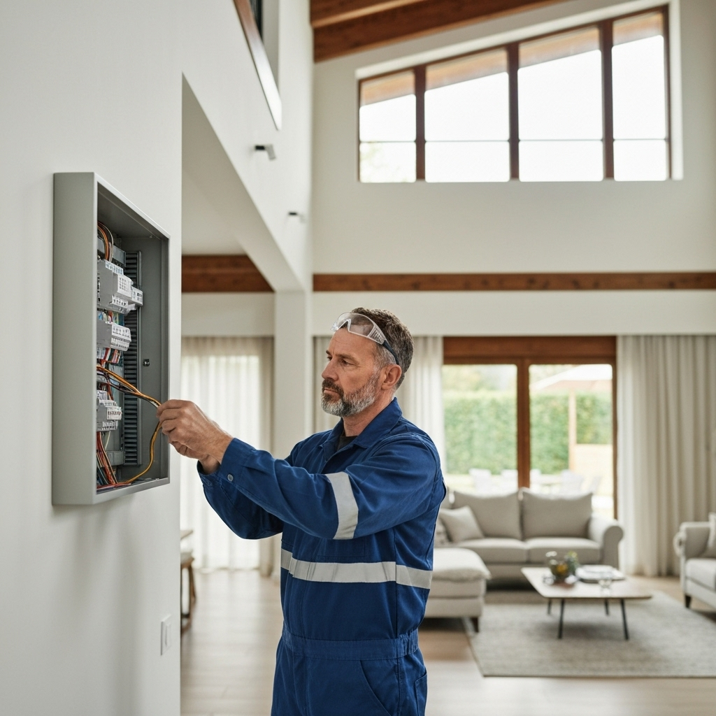 Professional electrician providing luxury home service